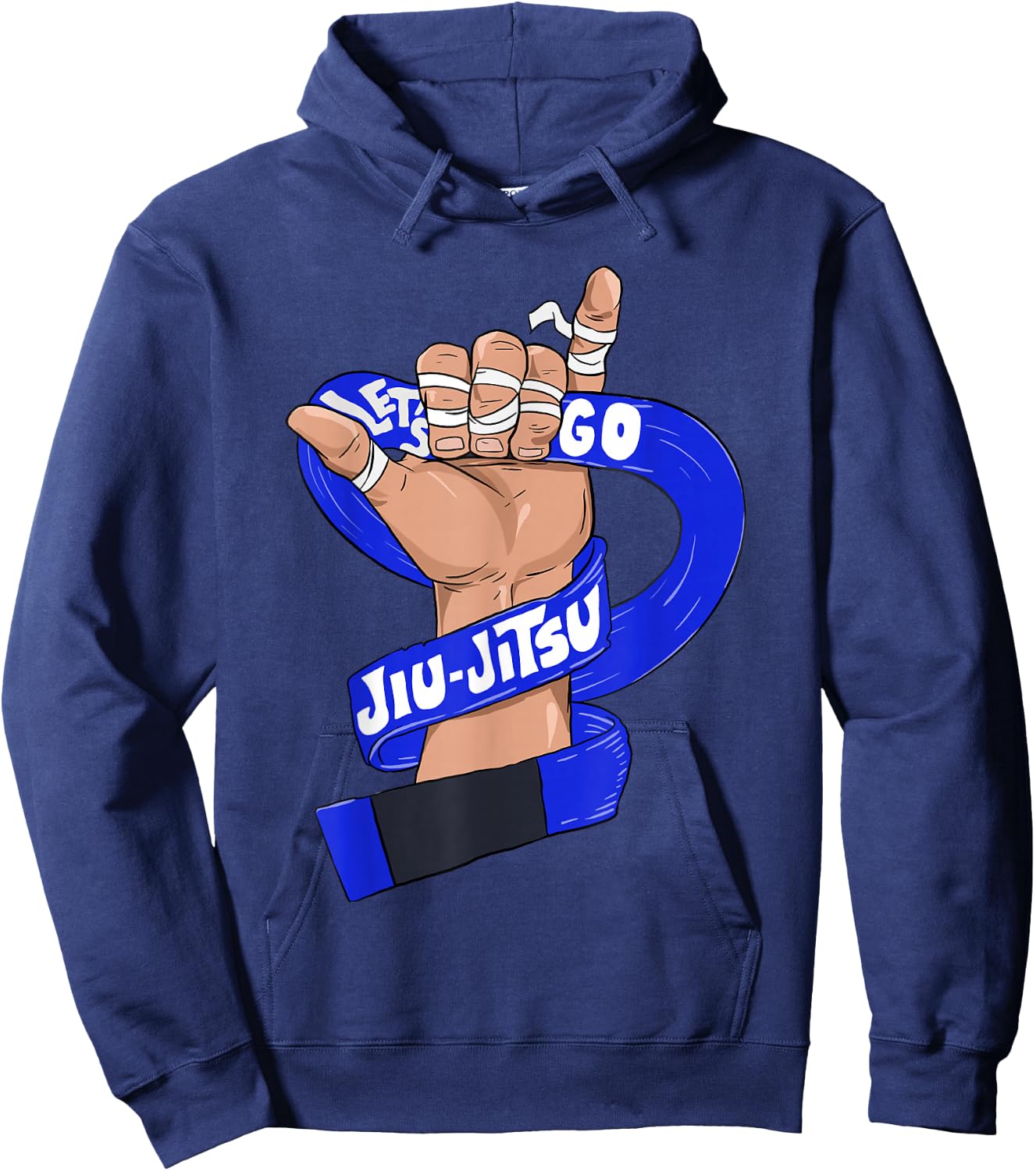 Let's Go BJJ, Jiu Jitsu, Shaka Sign, Blue Belt Hoodie - Hoodie | Navy