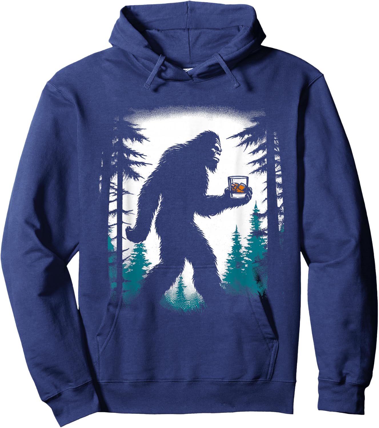 Bigfoot Drinking Whiskey - Funny Bigfoot Sasquatch Lover Hoodie - Hoodie | Navy