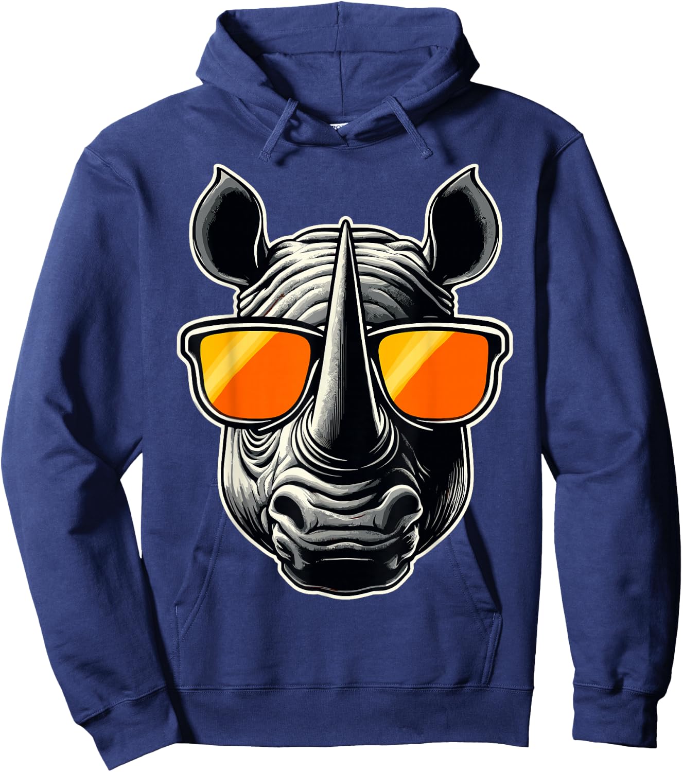Magical and Funny Rhino lover Gifts Adult Classic Fit Black Animal Print Hoodie - Hoodie | Navy