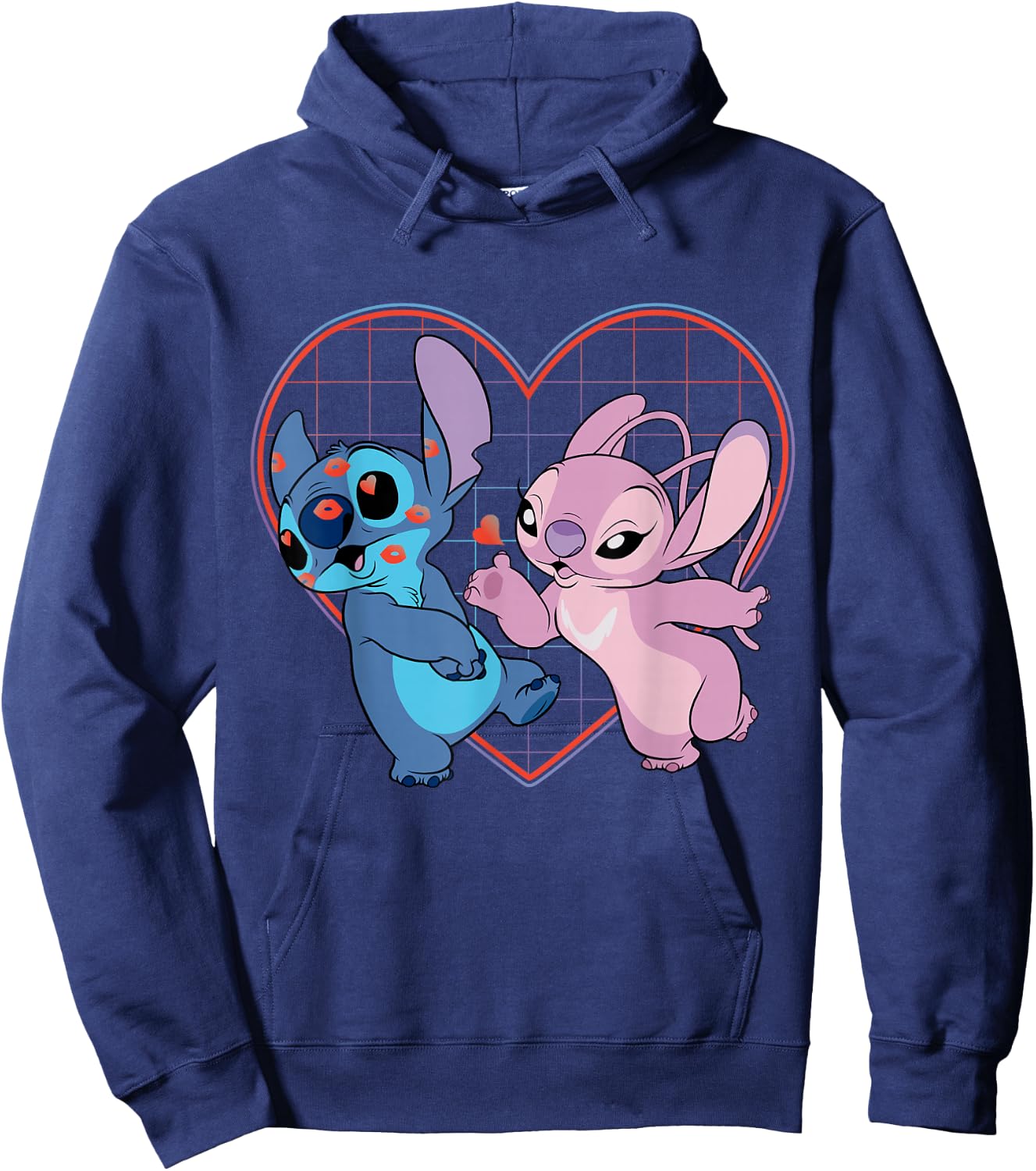 Disney Lilo and Stitch Angel Kisses Love , Black Hoodie - Hoodie | Navy