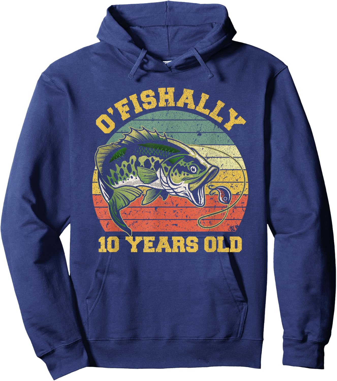 O'Fishally 10 Years Old Fishing Birthday Theme Party 10th Hoodie - Hoodie | Navy