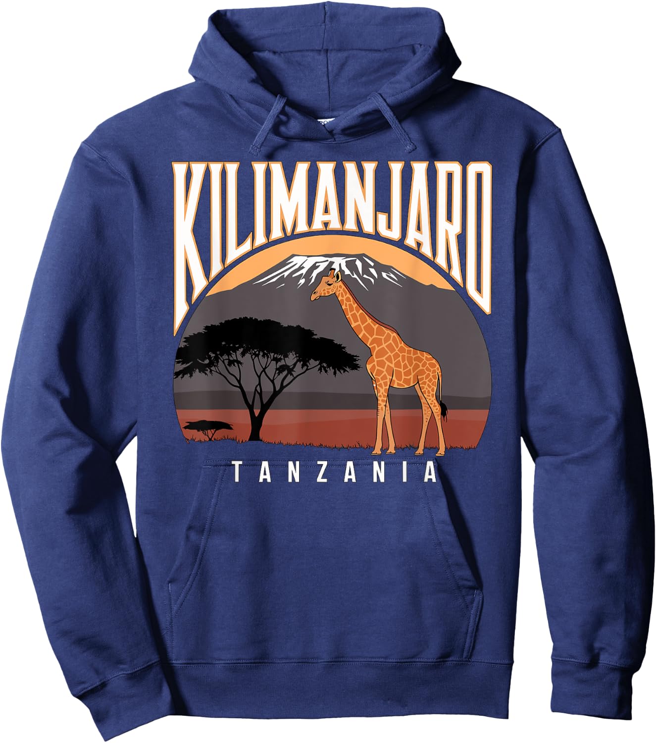 Kilimanjaro Tanzania, Fun Africa Safari Giraffe , Black, S Hoodie - Hoodie | Navy