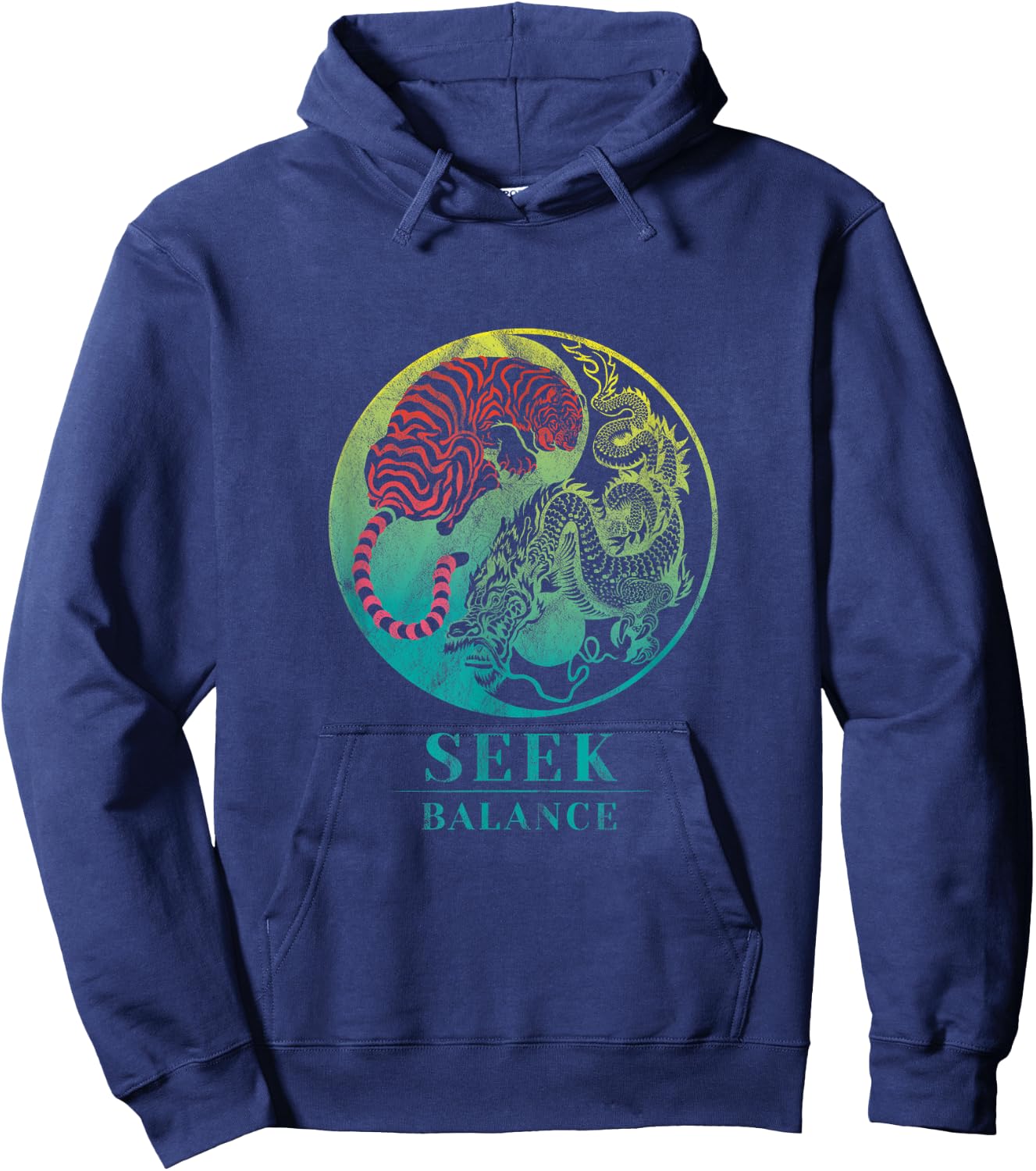 Yin Yang Symbol Dragon Tiger Seek Balance Male Female Hoodie - Hoodie | Navy