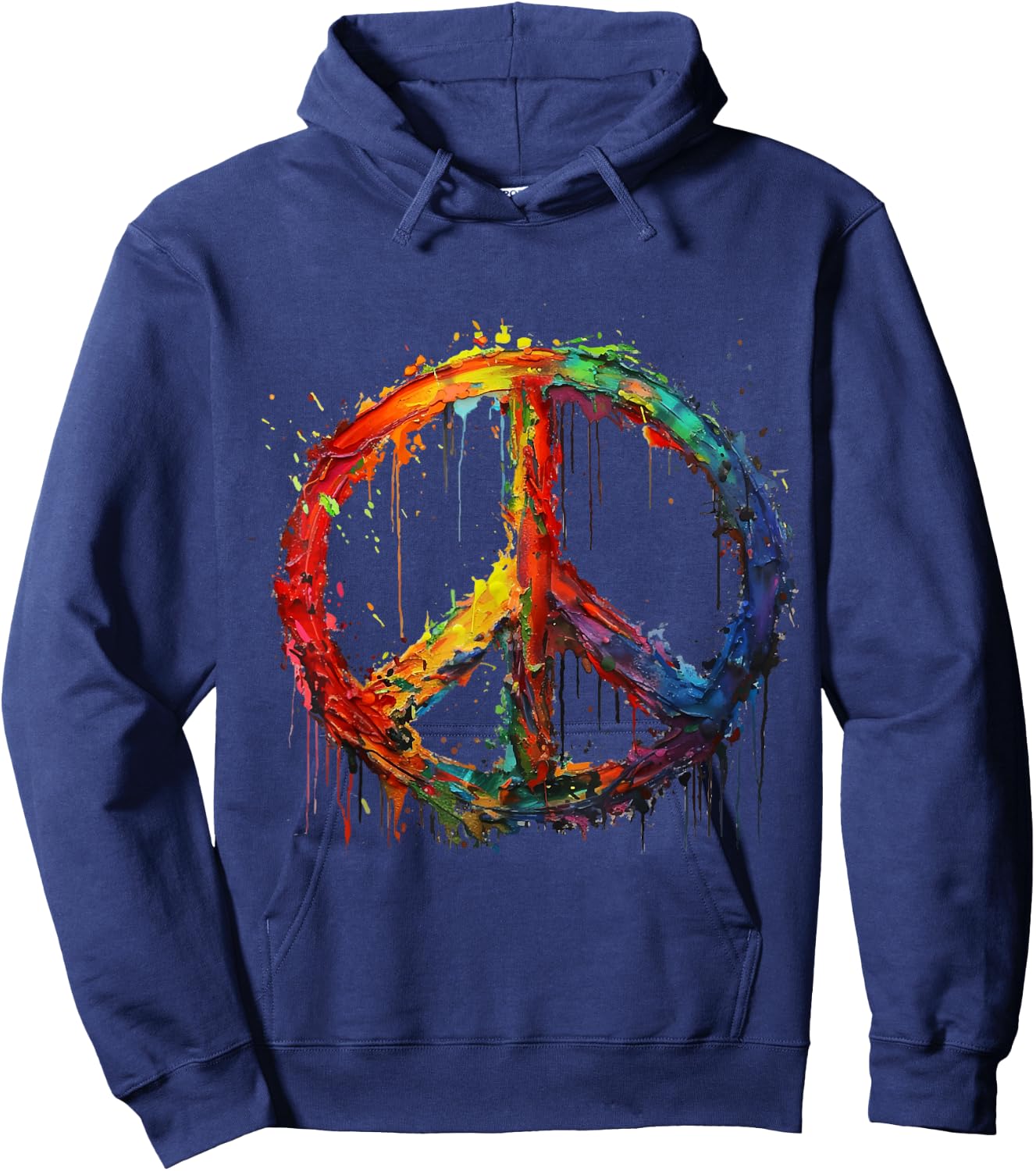 Peace Love Hippie Costume Peace Symbol 60s 70s , Black, S Hoodie - Hoodie | Navy