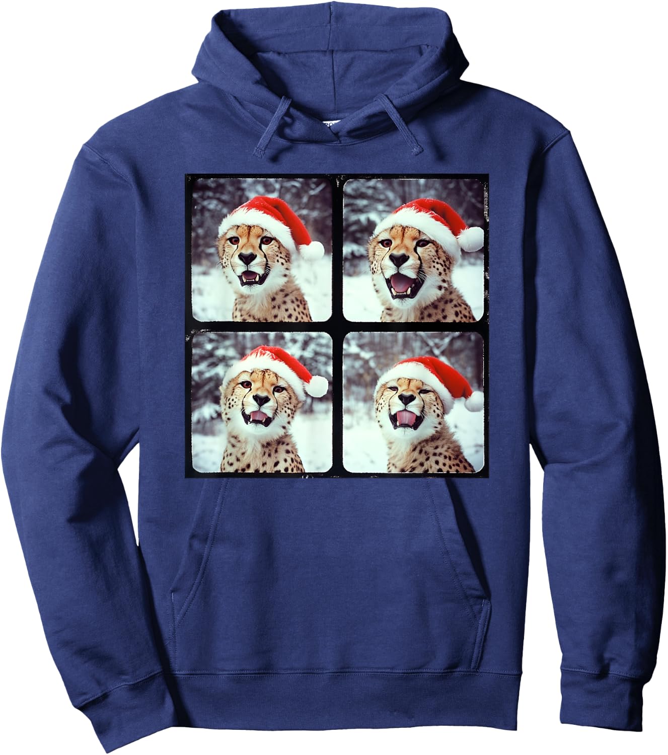 Christmas Winter Wonderland Cheetah Hoodie - Hoodie | Navy