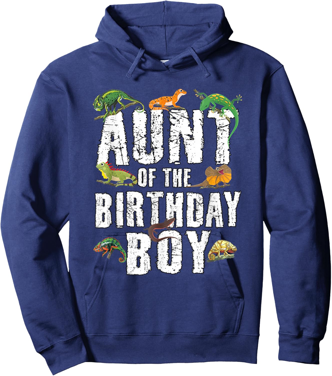 Aunt of The Birthday Boy Reptiles Lizard Themed Party Hoodie - Hoodie | Navy
