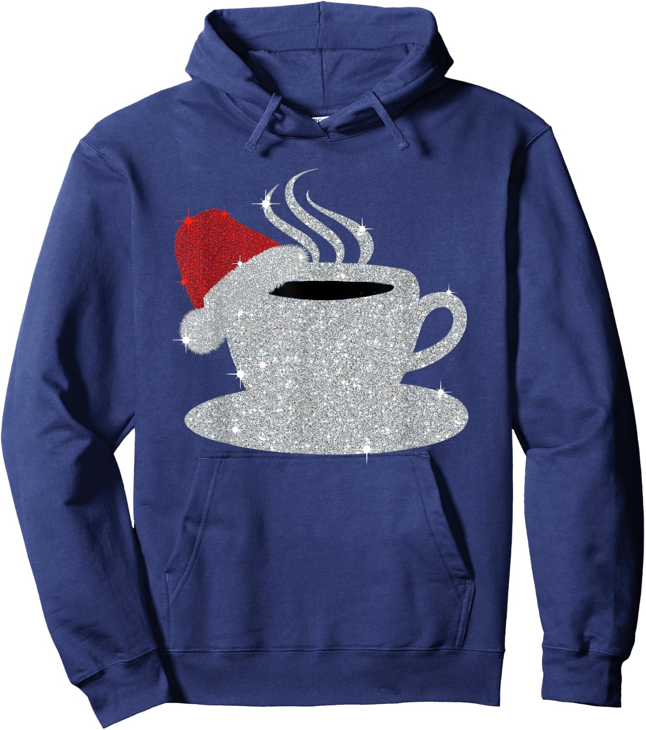 Christmas Hot Coffee Cup Santa's Hat Xmas Holidays Gift Hoodie - Hoodie | Navy