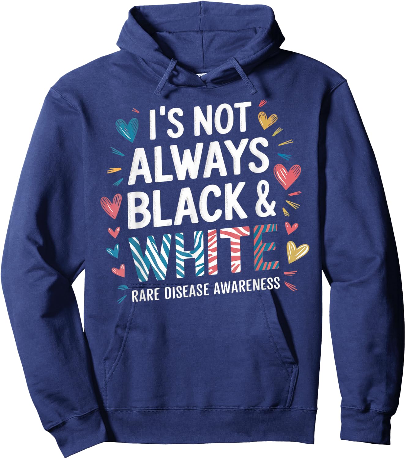Rare Disease Awareness Day Zebra Warrior Support Ribbon Girl Hoodie - Hoodie | Navy