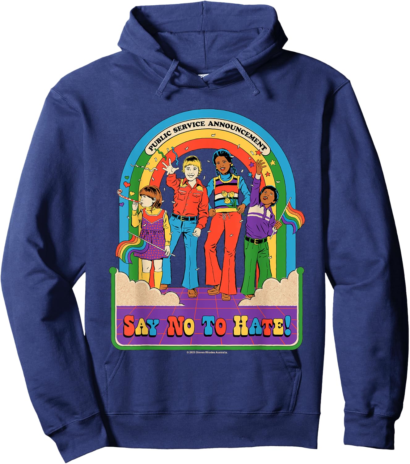 Say No to Hate Sarcastic Retro Vintage Funny Adult Humor Hoodie - Hoodie | Navy