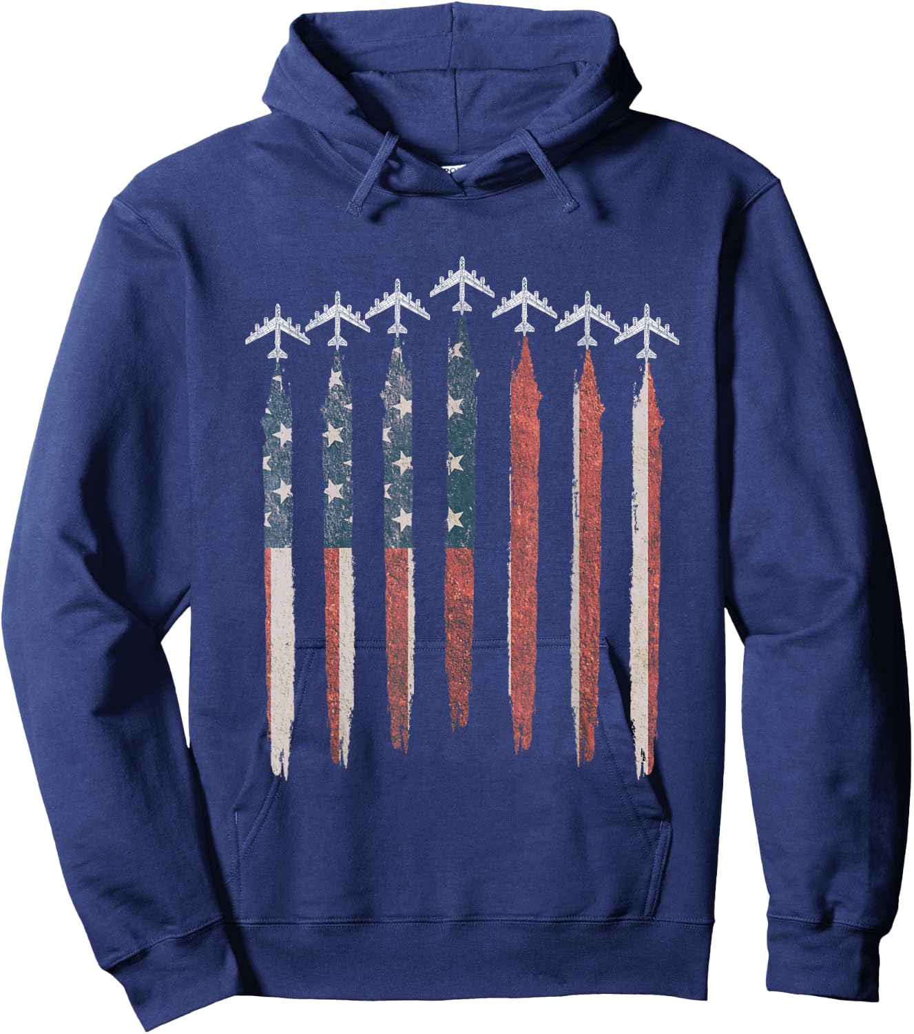 B-52 Stratofortress Bomber Airplane USA Flag B-52 July 4th Hoodie - Hoodie | Navy