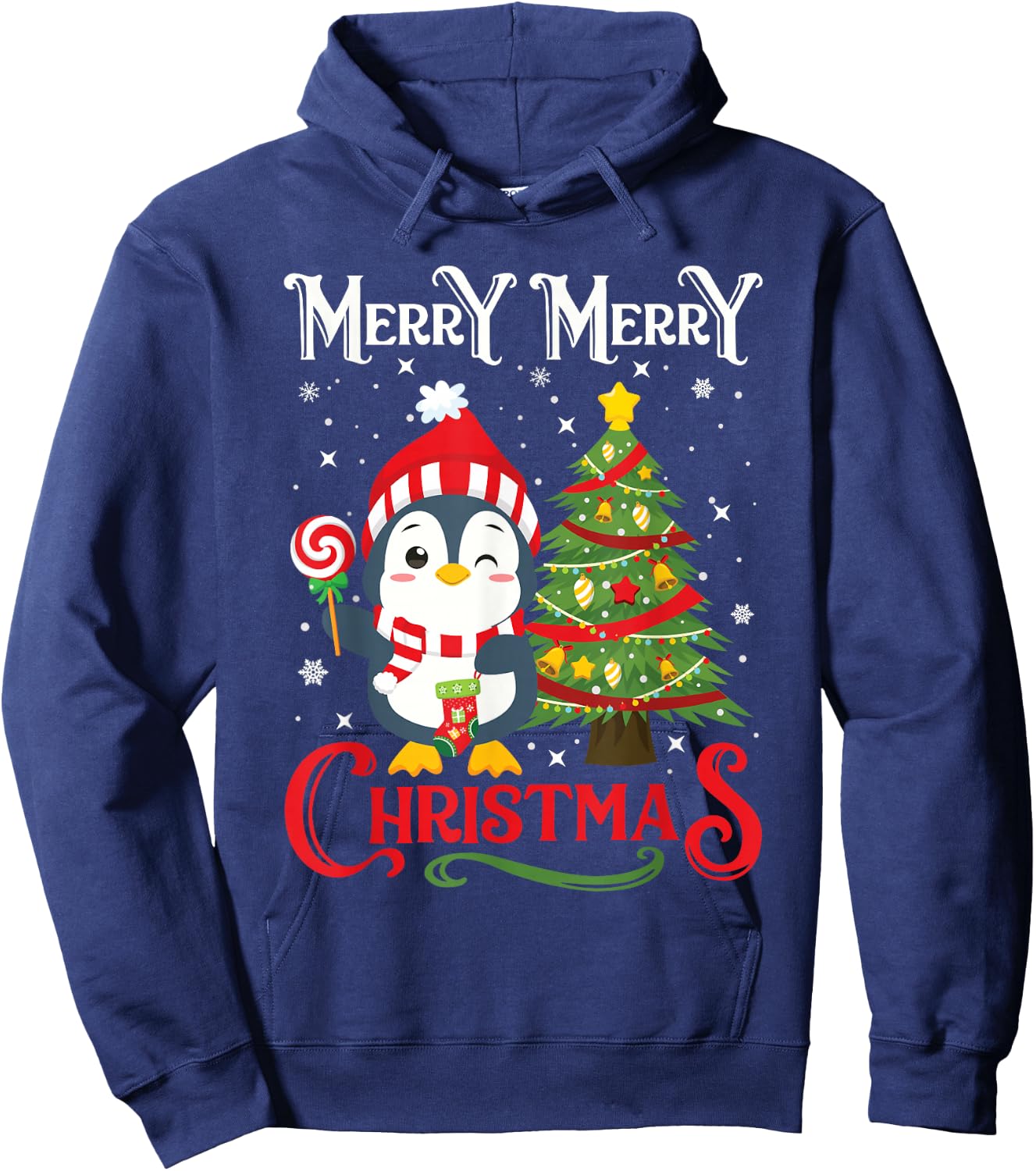 Boys Girls Men Women Christmas Pajamas Funny Penguin Hoodie - Hoodie | Navy