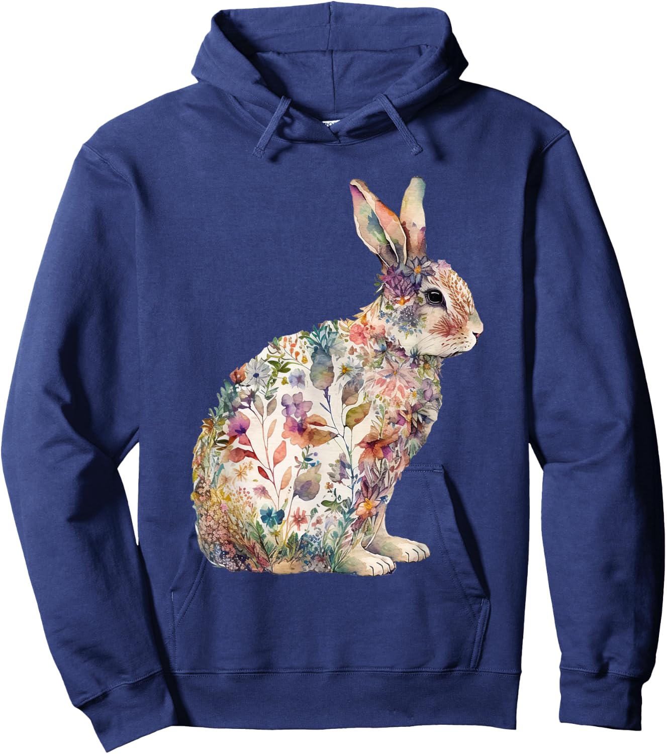 Bunny Floral Easter Day Wildflower Spring Rabbit Girls Women Hoodie - Hoodie | Navy