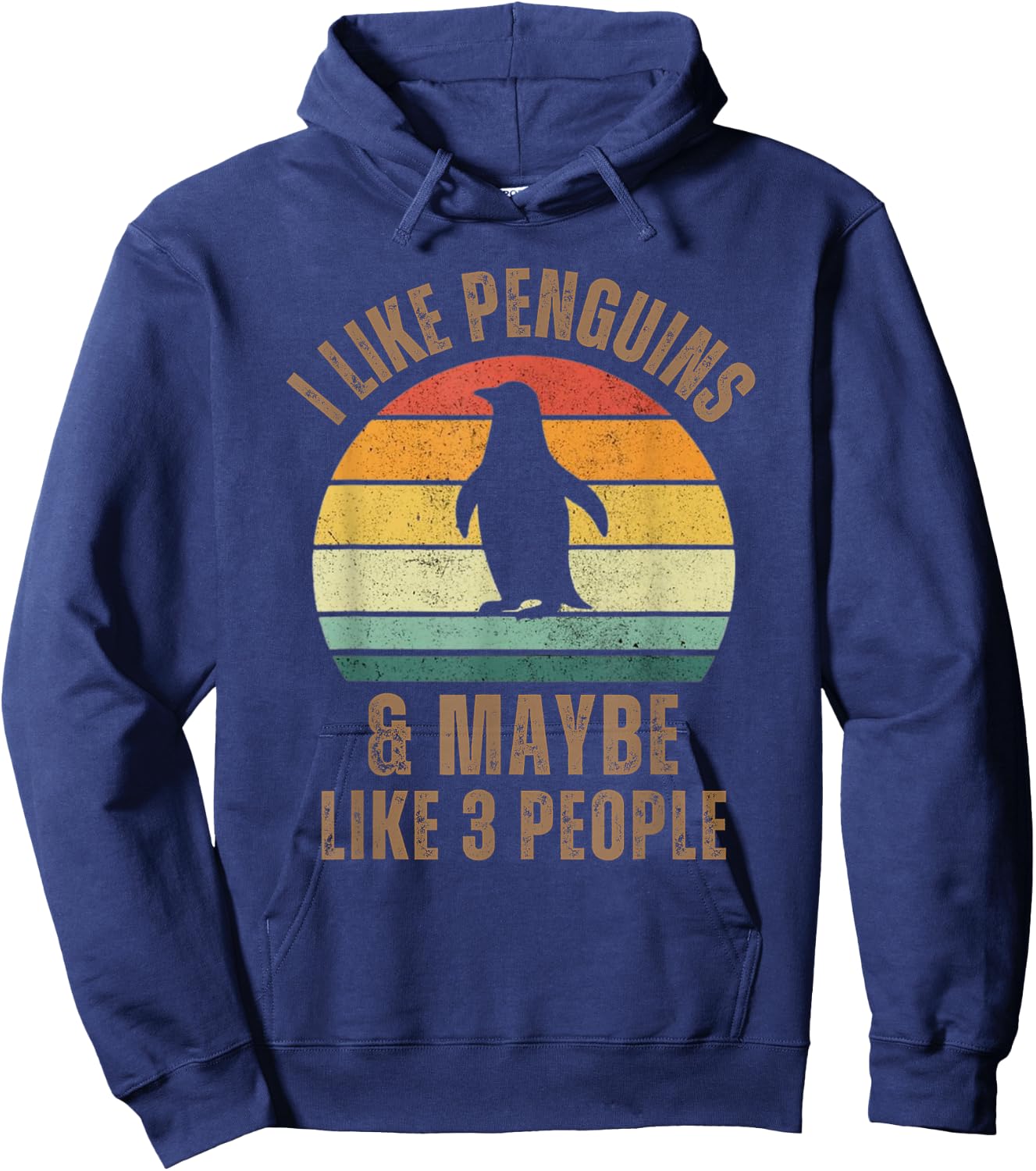 I Like Penguins and Maybe Like 3 People Funny Retro Penguin Hoodie - Hoodie | Navy