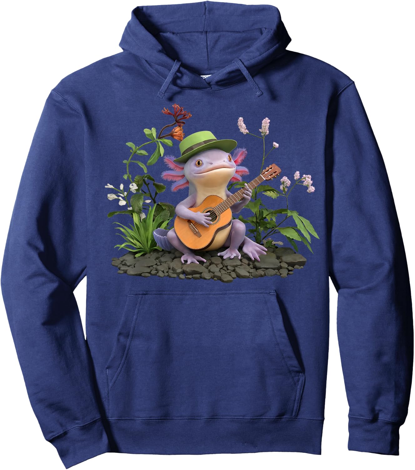 Axolotl Birthday Party Favors Playing Banjo Axolotl Party Hoodie - Hoodie | Navy