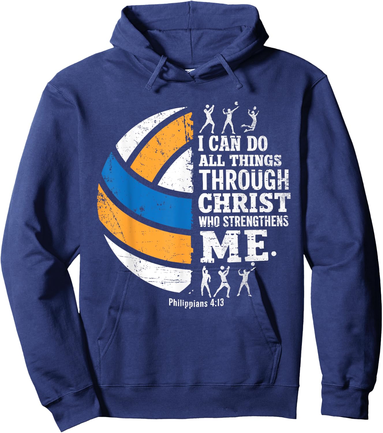 Christian Volleyball I Can Do All Things Religious Faith Hoodie - Hoodie | Navy