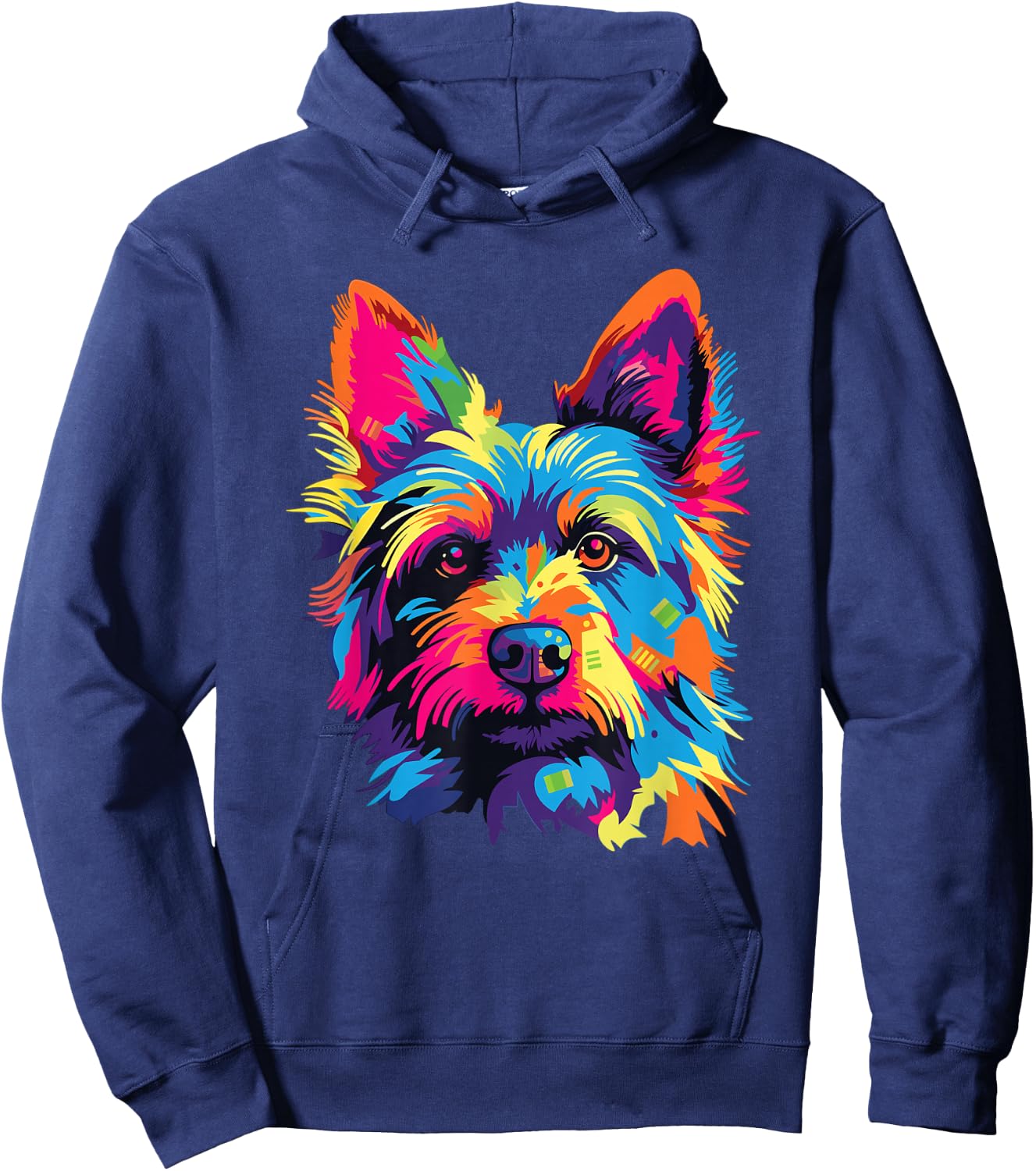 Watercolor Colorful Australian Terrier Dog Hoodie - Hoodie | Navy