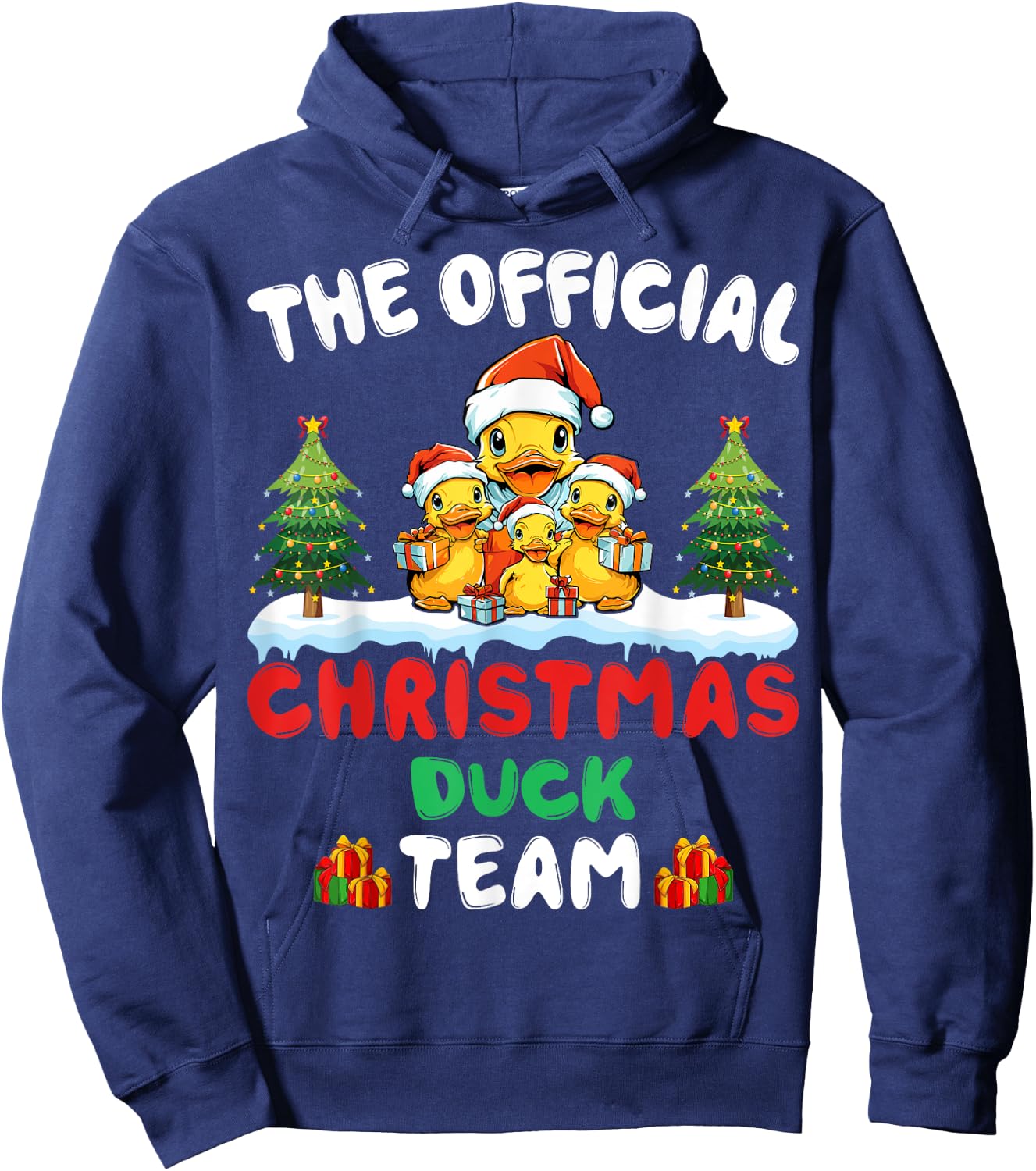 Christmas Duck Team Santa Hat Xmas Holiday Duck Christmas Hoodie - Hoodie | Navy