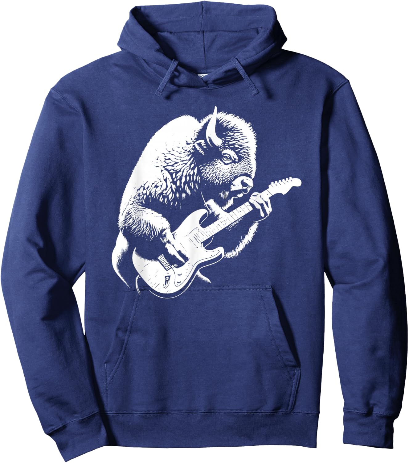 Bison Playing Electric Guitar Rock Star Guitarist Hoodie - Hoodie | Navy