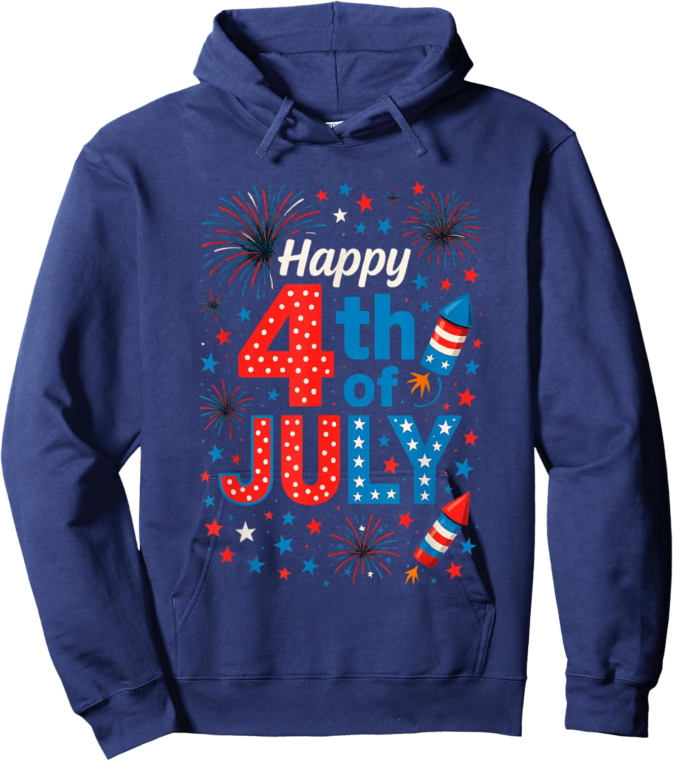 Happy 4th of July Patriotic American Flag USA Men Women Kids Hoodie - Hoodie | Navy