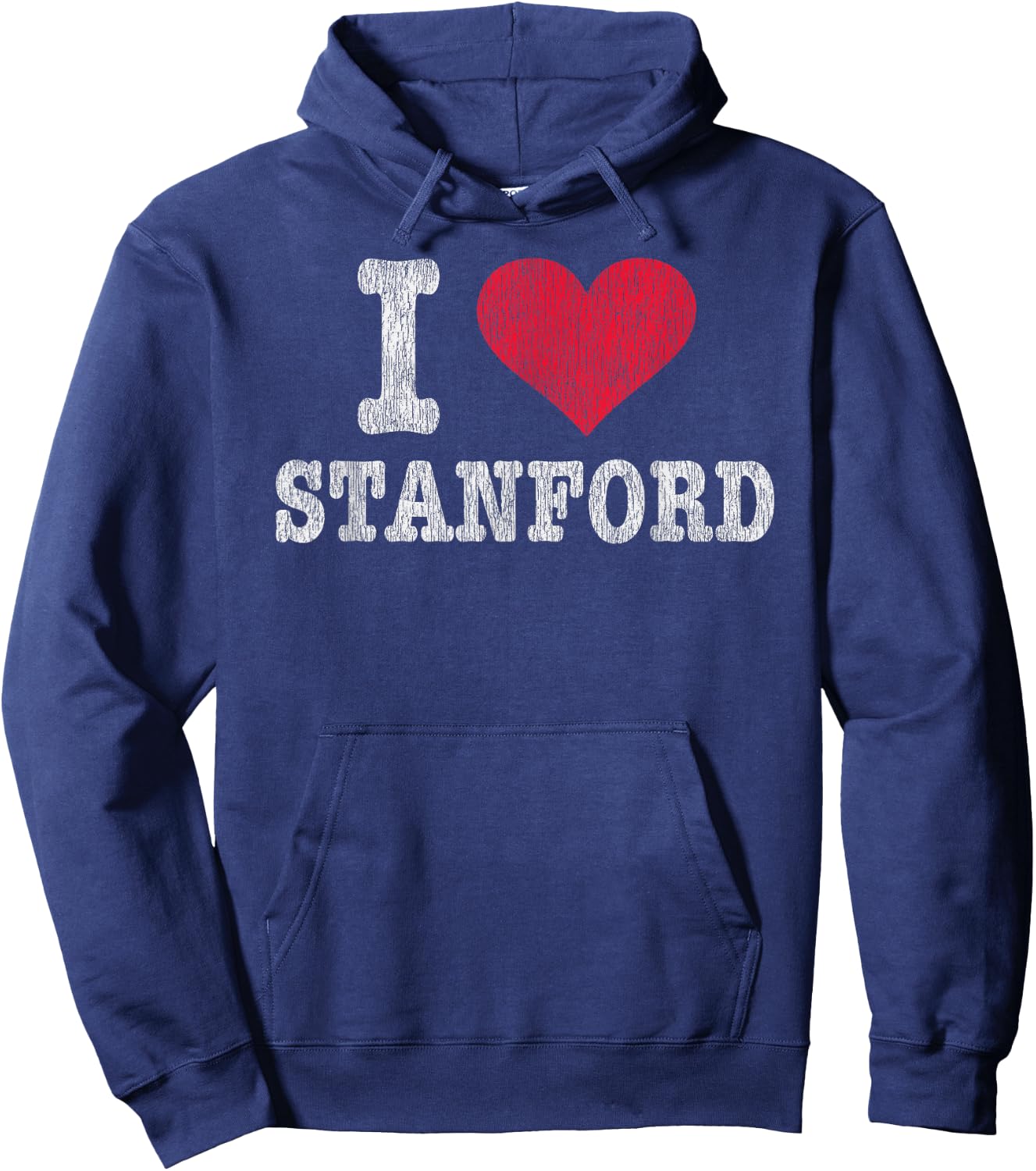 Distressed Retro I Love Stanford CA Souvenir Hoodie - Hoodie | Navy