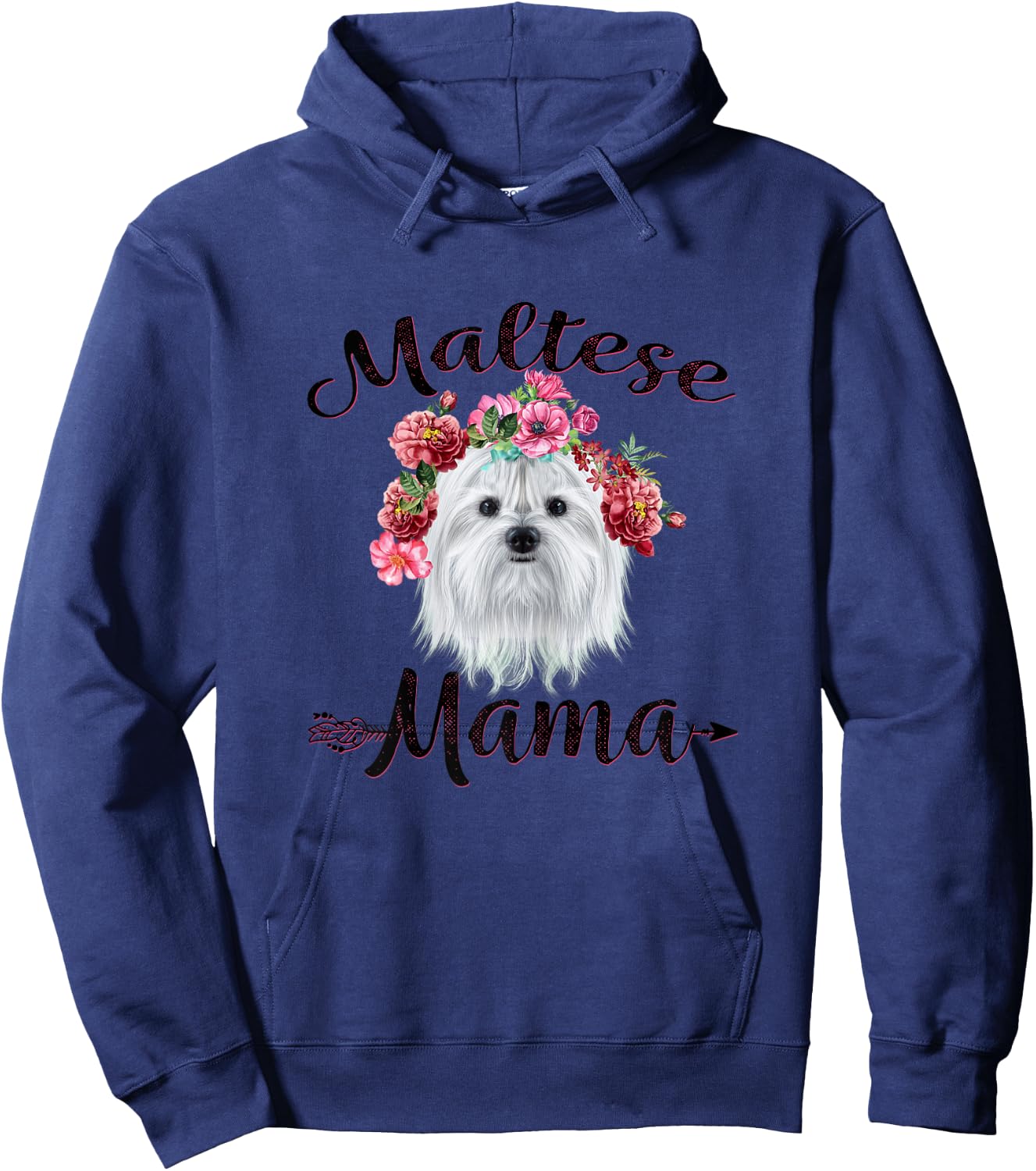 Cute Maltese Mama Flower Dog Lover Mothers Day Women Hoodie - Hoodie | Navy