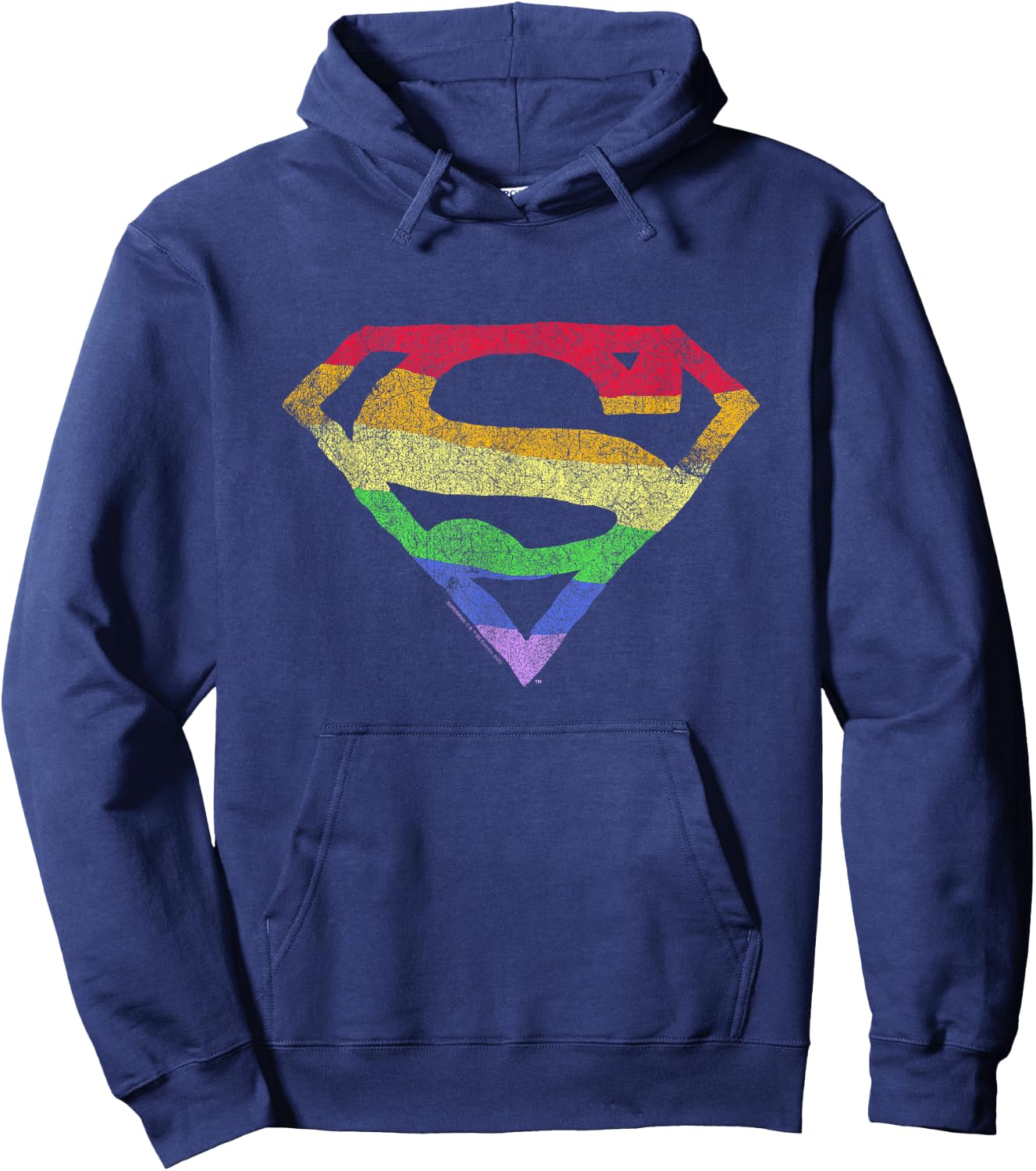 Superman Rough Rainbow Pride Logo Hoodie - Hoodie | Navy