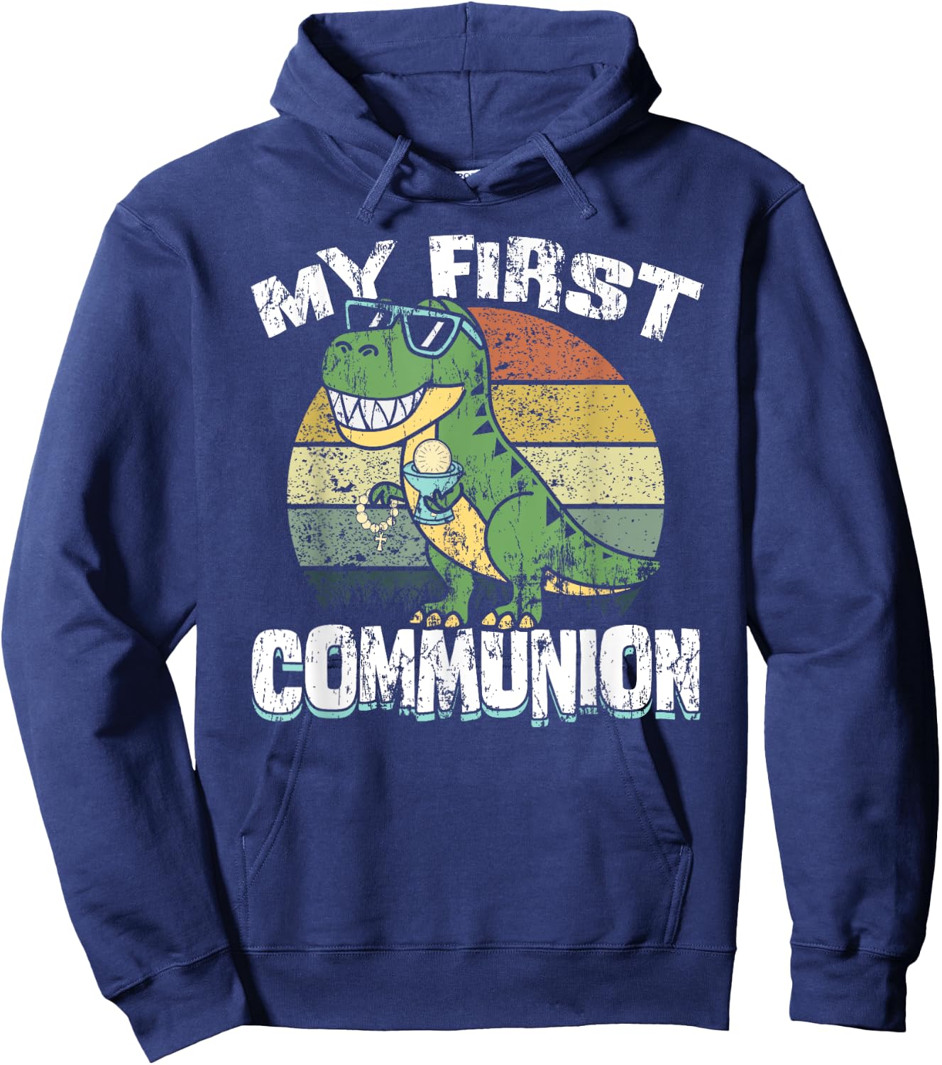 Dinosaur First Communion Christian Boys My First Communion Hoodie - Hoodie | Navy
