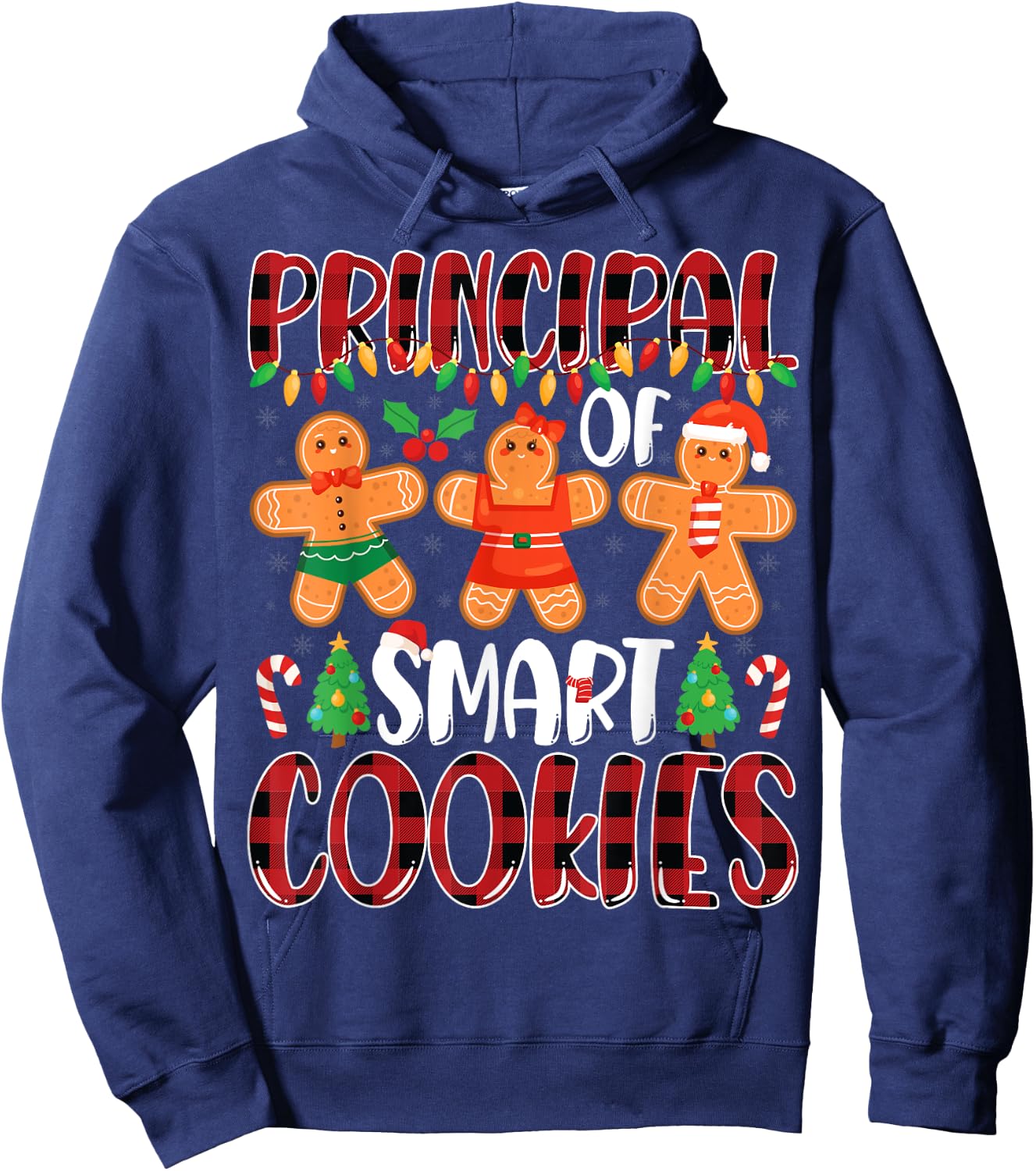 Principal Of Smart Cookies Gingerbread Christmas Principal Hoodie - Hoodie | Navy