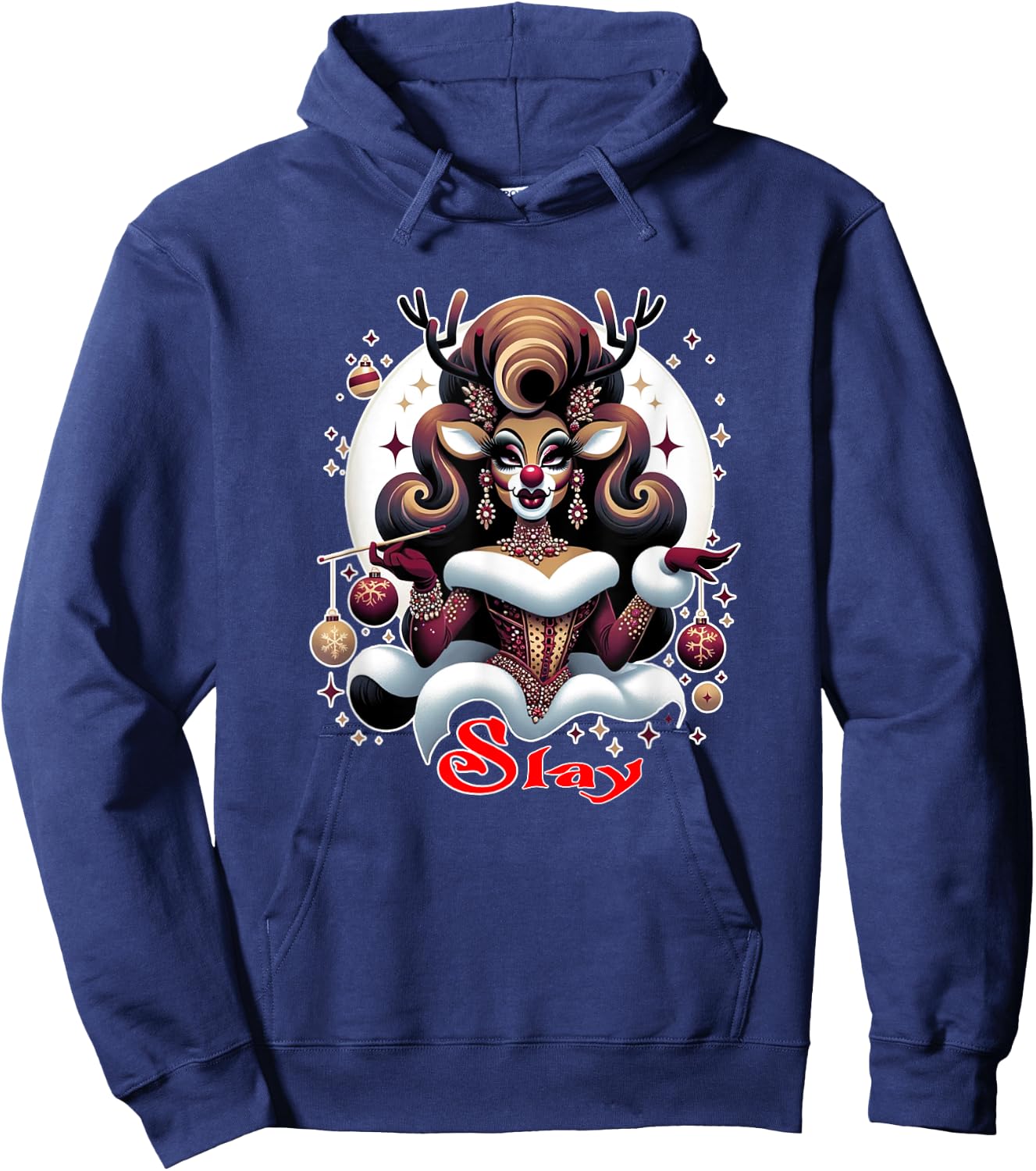 Drag Queen Rudolph Slay Christmas for Drag Race Show Hoodie - Hoodie | Navy