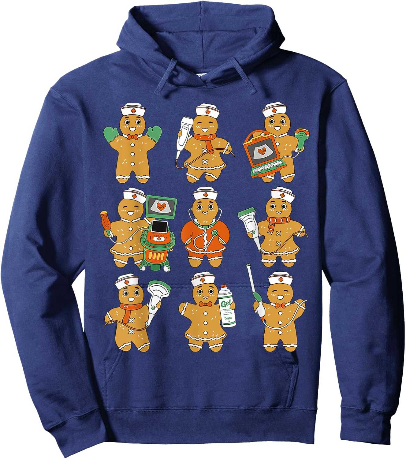 Christmas Ultrasound Tech Gingerbreads Radiology Cardiac Hoodie - Hoodie | Navy