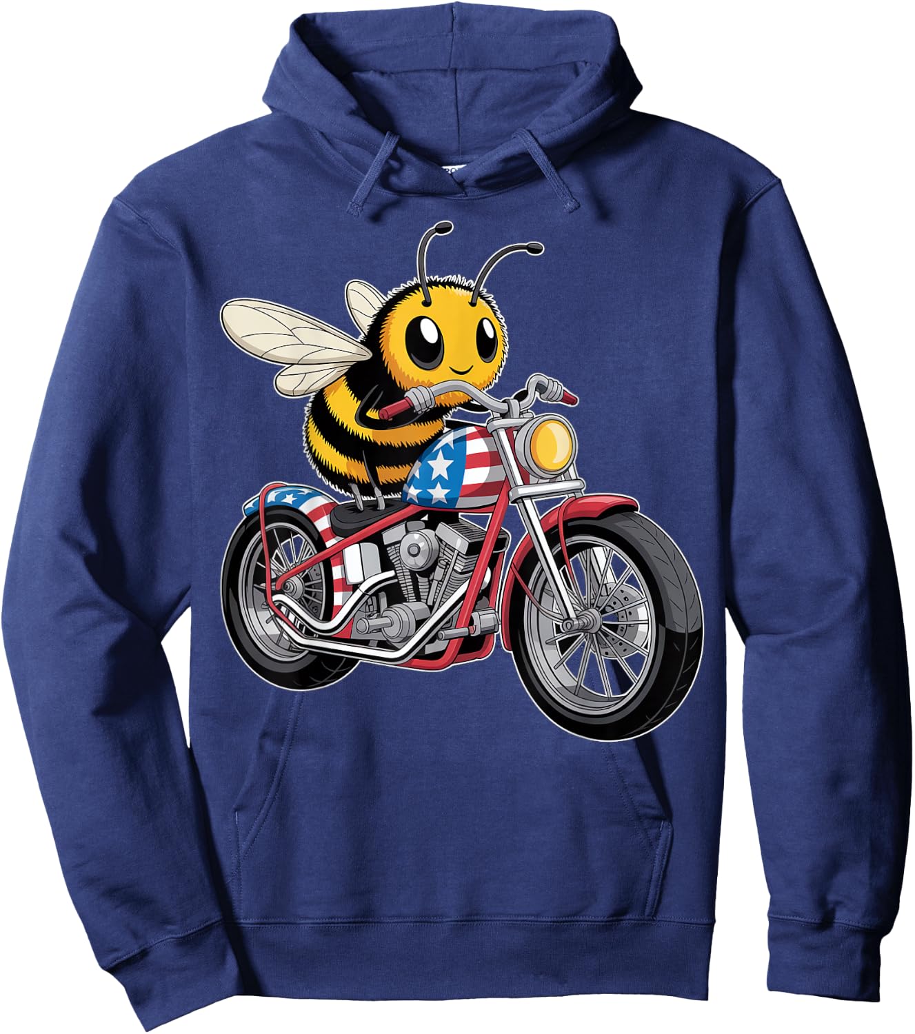 Patriotic Bee Motorcycle Rider Hoodie - Hoodie | Navy