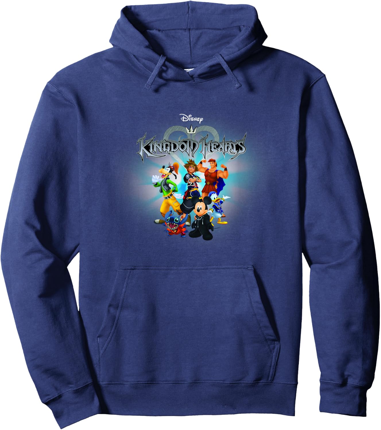 Disney Kingdom Hearts Center Hero Burst Group Shot Poster Hoodie - Hoodie | Navy
