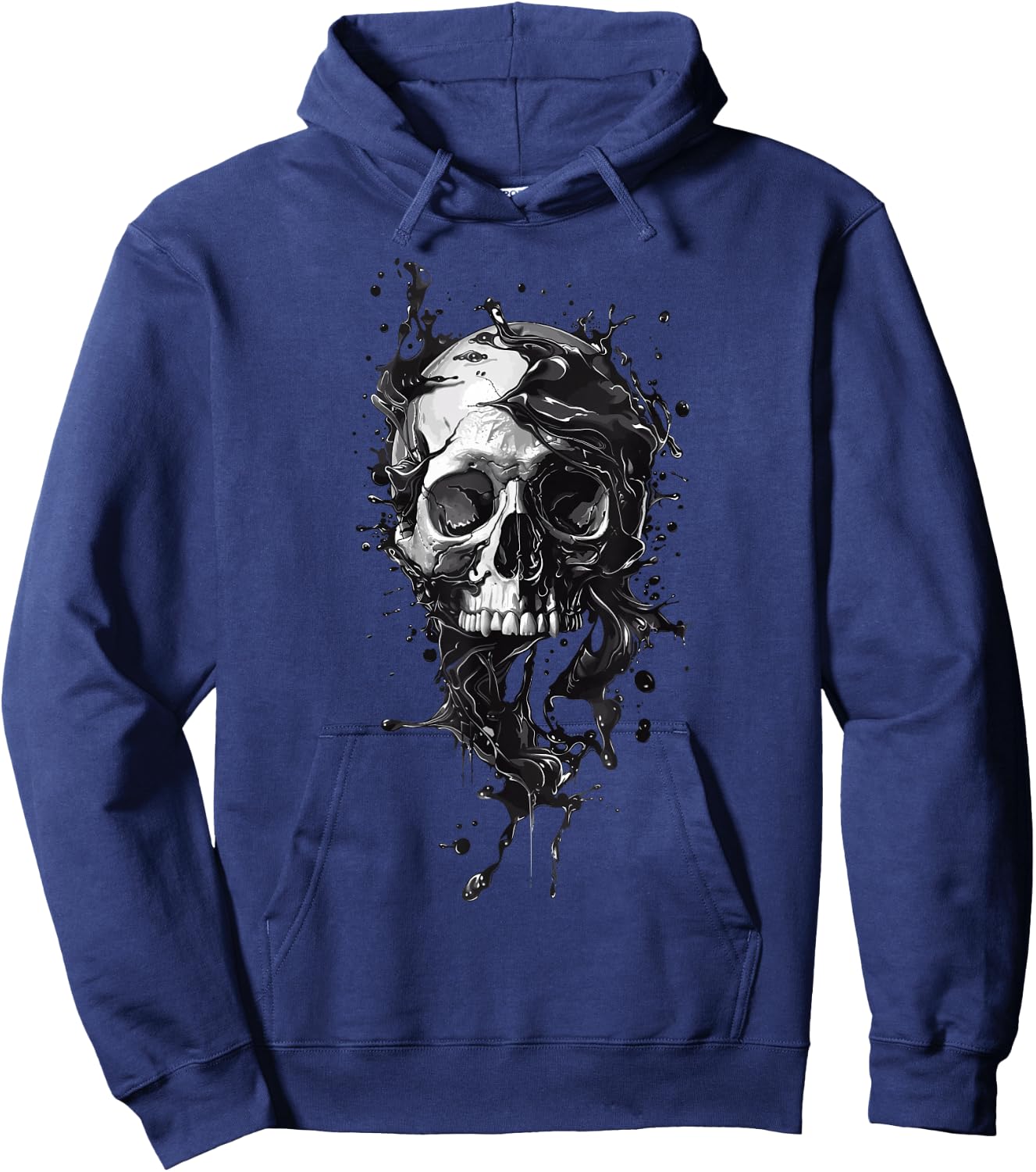 Liquid Skull, Flowy, Modern Rock Fun Black and White , grey, S Hoodie - Hoodie | Navy