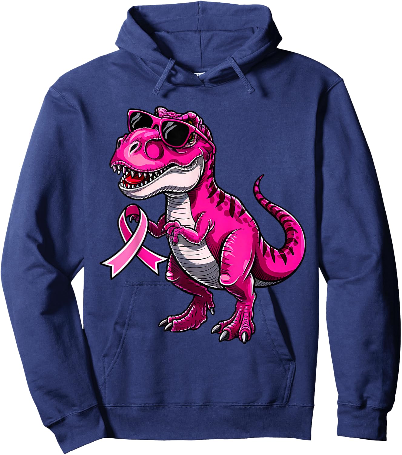 In October We Wear Pink Dinosaur Breast Cancer Awareness Hoodie - Hoodie | Navy