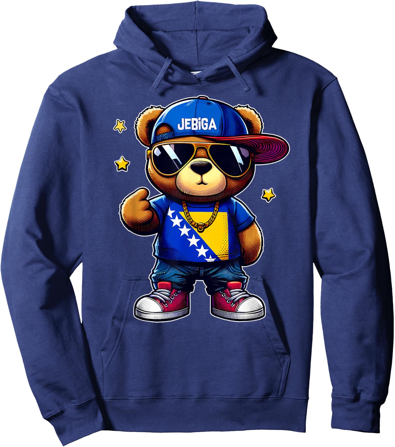 JEBIGA Niedlicher Teddybär mit bosnischer Flagge lustiges Hoodie - Hoodie | Navy