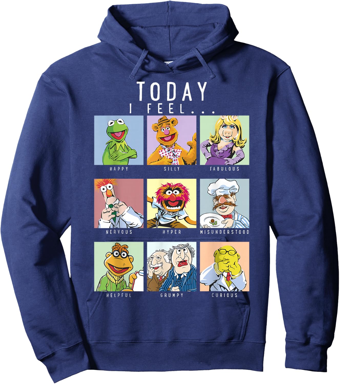 Disney The Muppets Today I Feel Box Up Character Portraits Hoodie - Hoodie | Navy