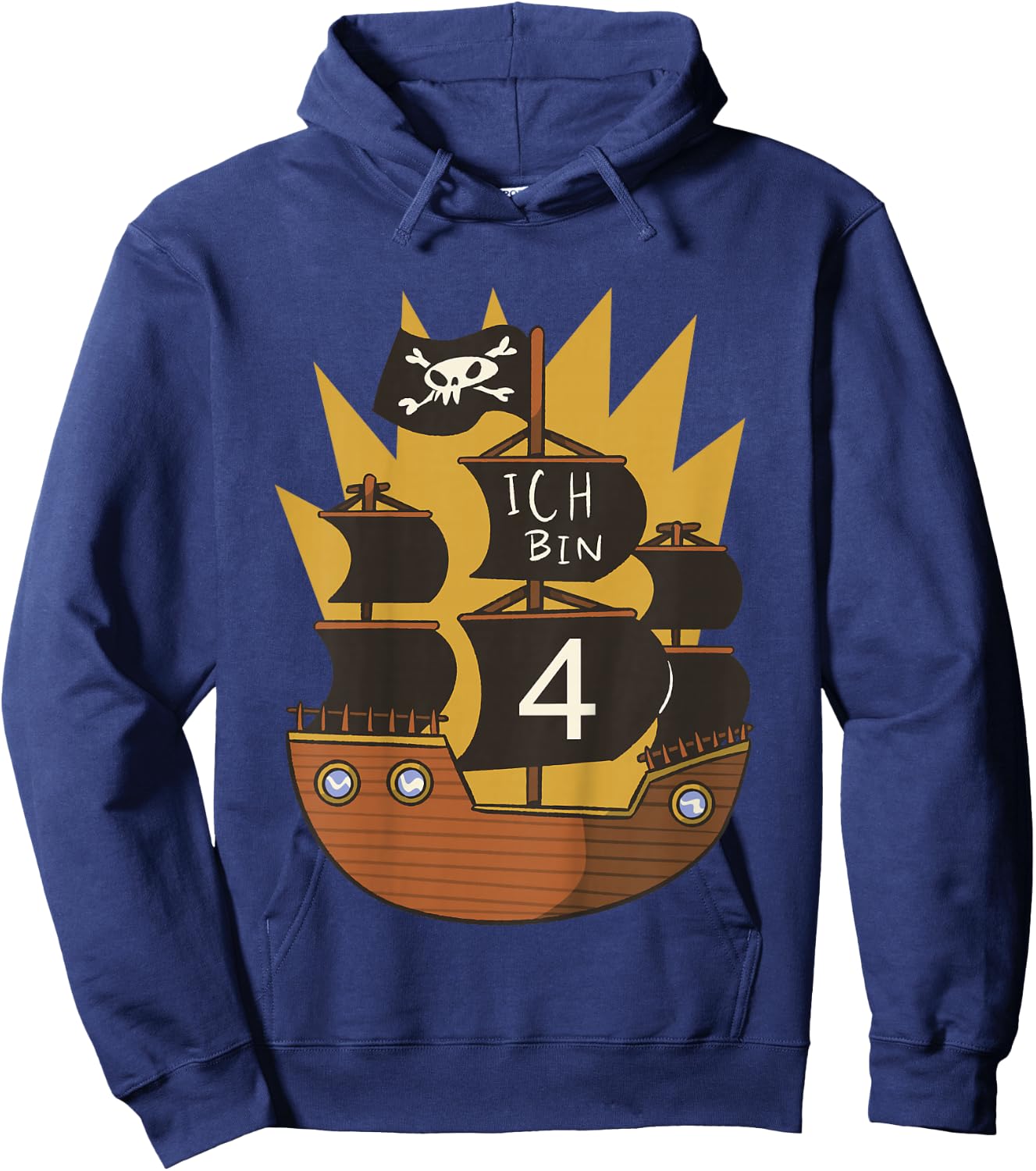 Ich bin 4 Jahre Junge 4. Geburtstag Pirat Piratenschiff Hoodie - Hoodie | Navy