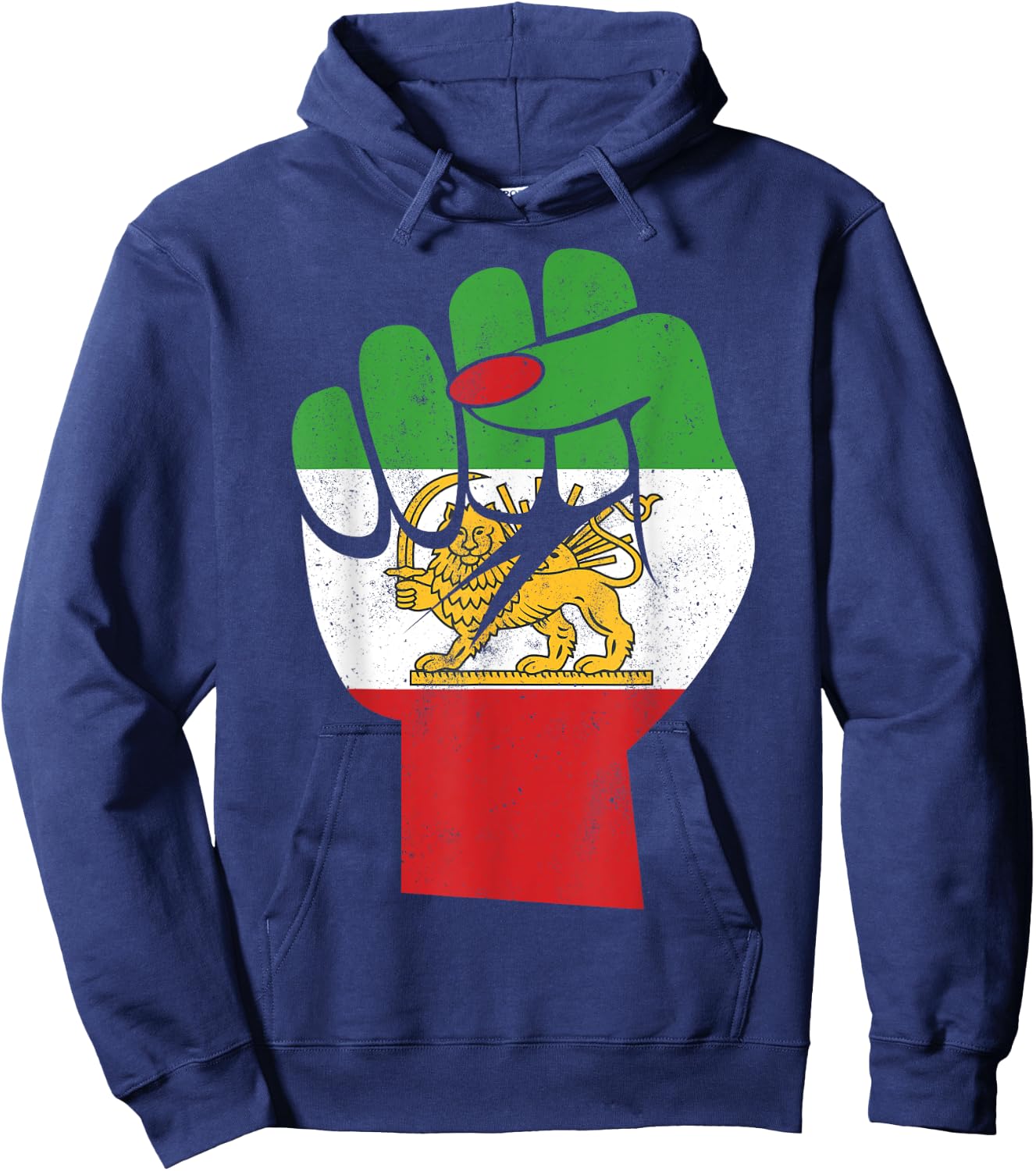 Iranian Flag Female Fist Support Women of Iran LION SUN FLAG Hoodie - Hoodie | Navy