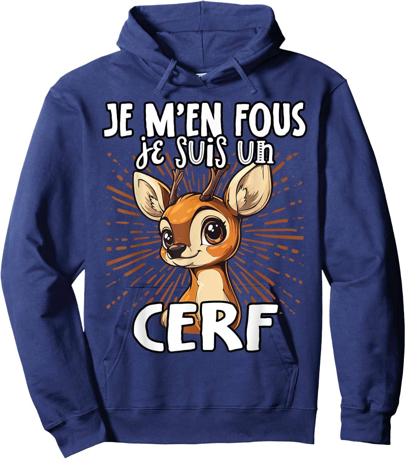 Je M'en Fous Je Suis Un Cerf - Cute Deer , Black, S Hoodie - Hoodie | Navy