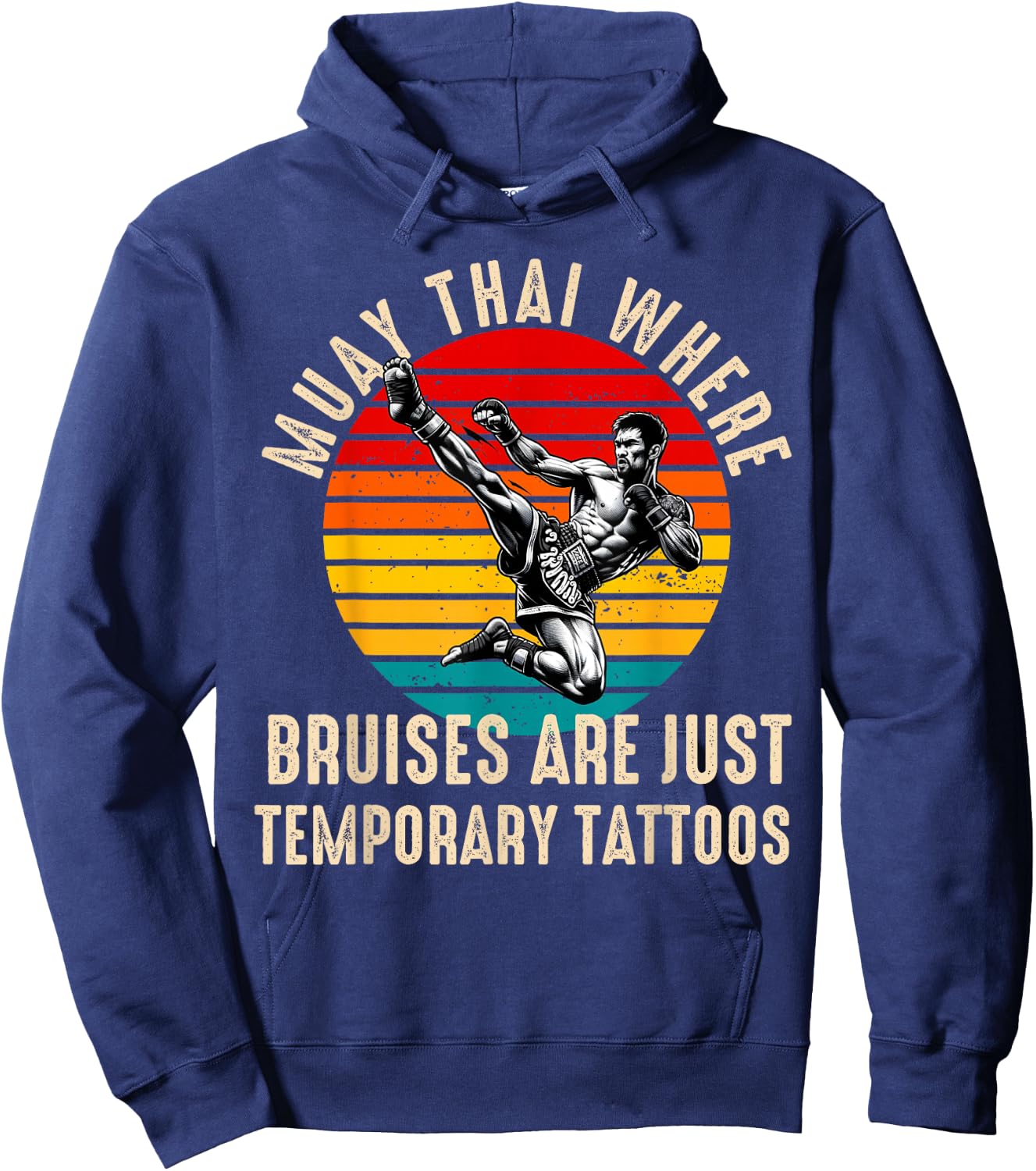 Muay Thai Fighter Dad Boys Thai Kickboxing Fighting Hoodie - Hoodie | Navy