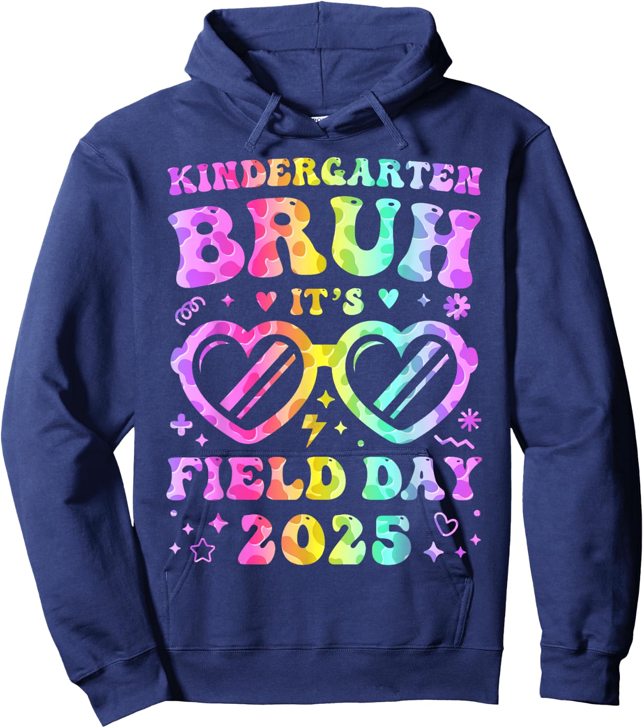 Fun Bruh Kindergarten Field Day 2025 Happy Teacher Girl Kids Hoodie - Hoodie | Navy