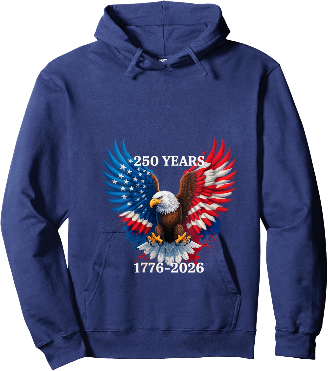 Women's 250 Years American 1776 2026 250th USA Birthday 4th of July V-Neck Hoodie - Hoodie | Navy