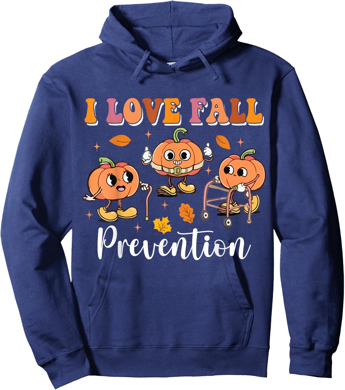 Groovy Retro I Love Fall Prevention Fall Physical Therapy Hoodie - Hoodie | Navy