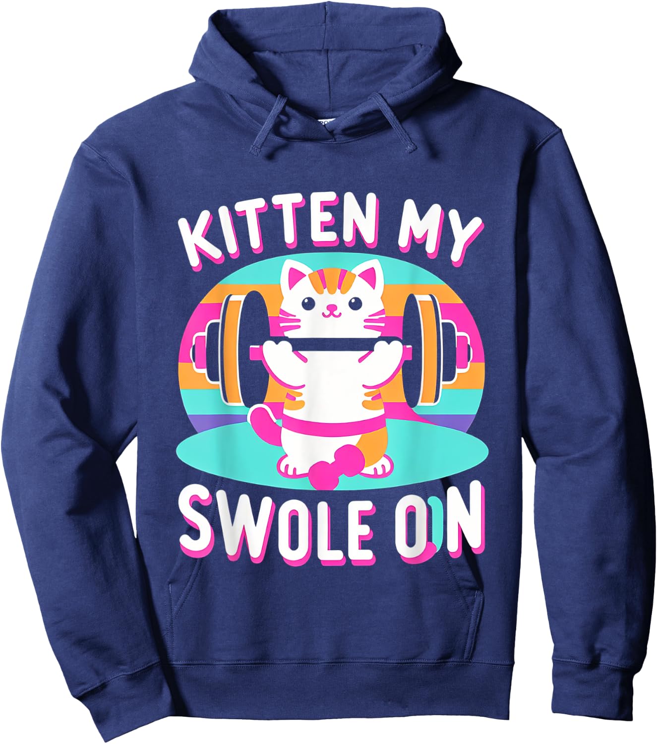Kitten My Swole On Cute Gym Workout Hoodie - Hoodie | Navy