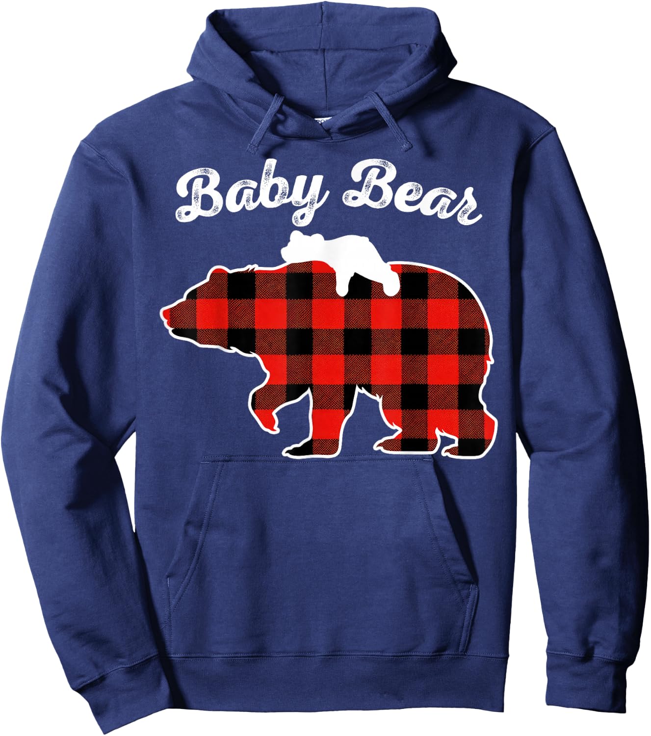 Baby Bear Flannel Red Plaid Pajama Family Matching XMAS Hoodie - Hoodie | Navy
