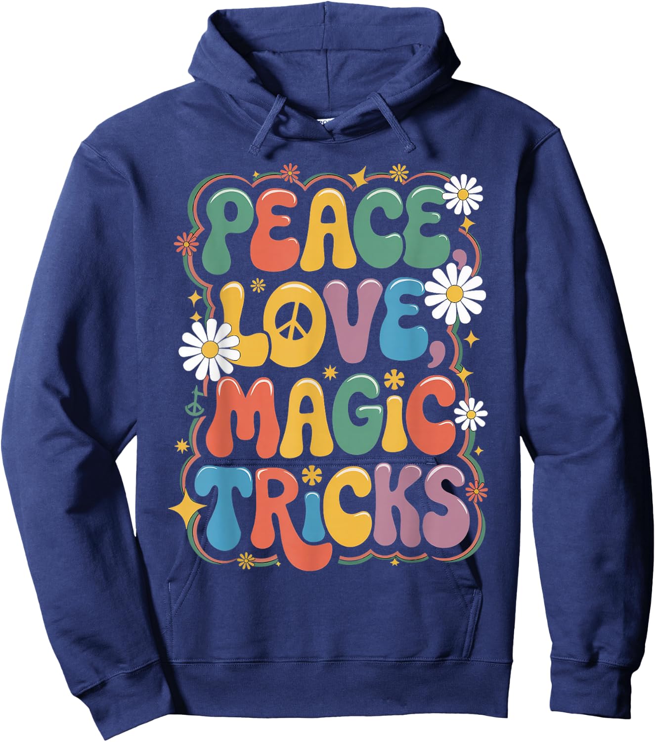 Magician 60s 70s Hippie Retro Peace Love Magic tricks Hoodie - Hoodie | Navy