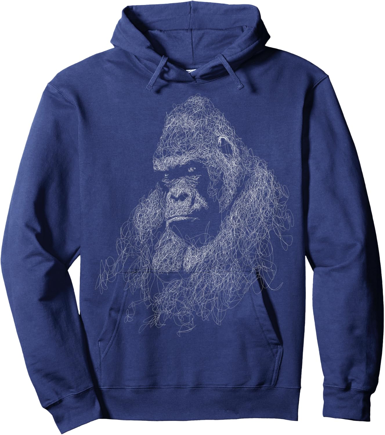gorilla face scribble art head for lover Silverback animals Hoodie - Hoodie | Navy