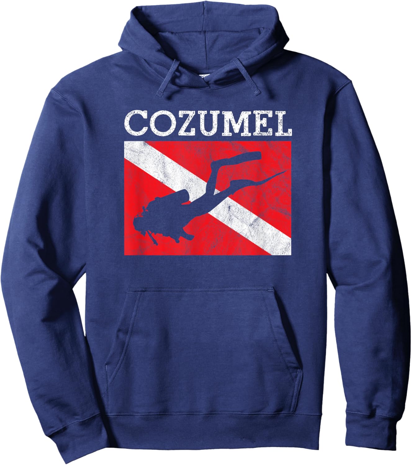 Vintage Cozumel Mexico Scuba Dive Flag Vacation Souvenir Hoodie - Hoodie | Navy
