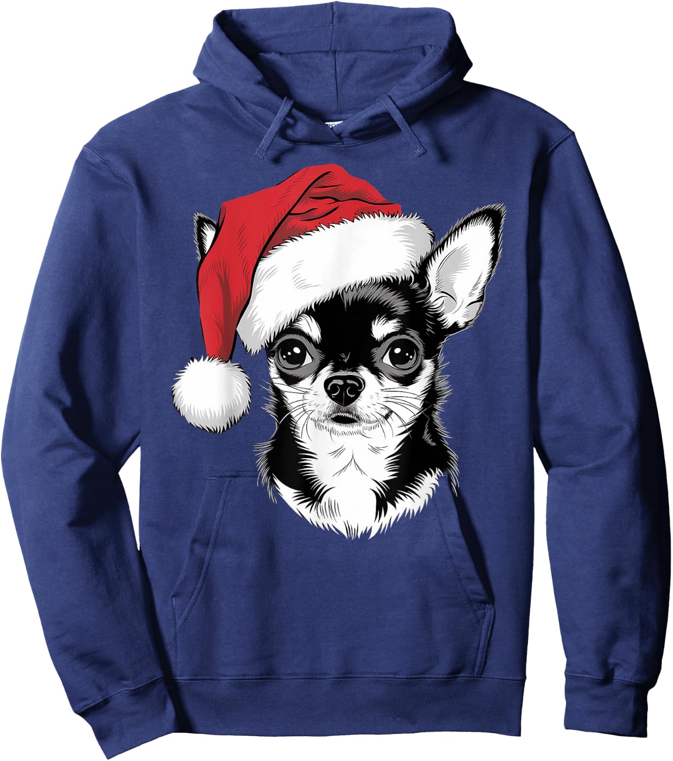 Joyful Chihuahua Santa Dog on Chihuahua Christmas Women Kids Hoodie - Hoodie | Navy