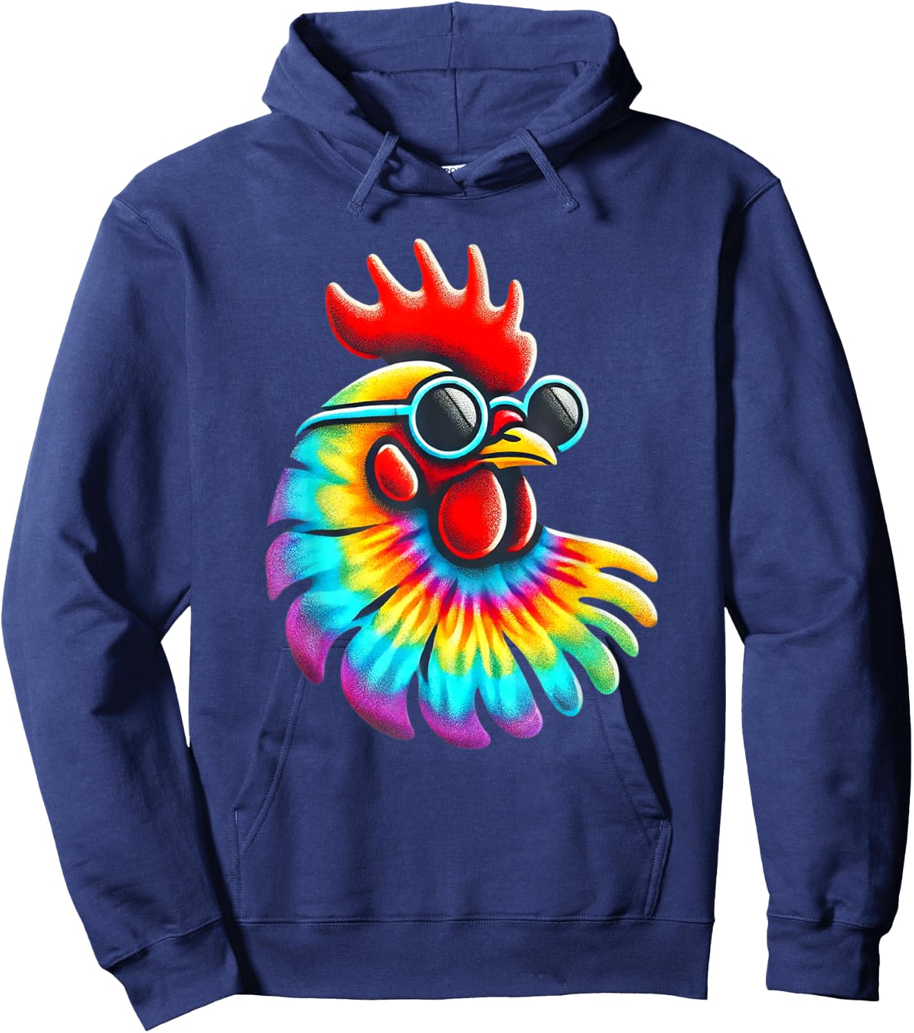 Tie Dye Art Sunglasses Farm Rooster Hen Poultry Chicken Hoodie - Hoodie | Navy